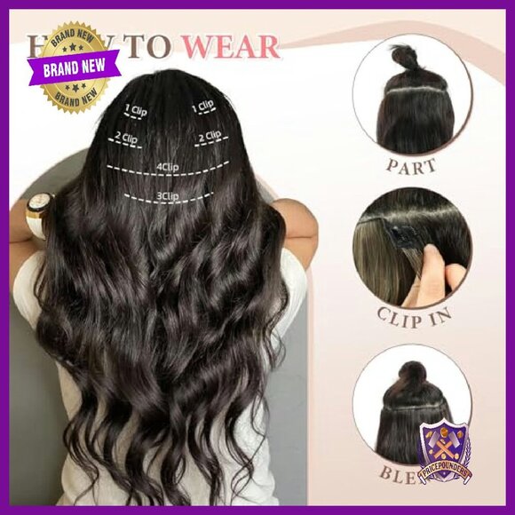 20-Inch Synthetic Clip-In Hair Extensions, 6-Piece Set, Heat-Friendly main image 4